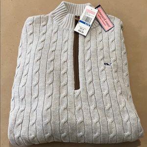 Vineyard Vines quarter zip cable knit pullover
